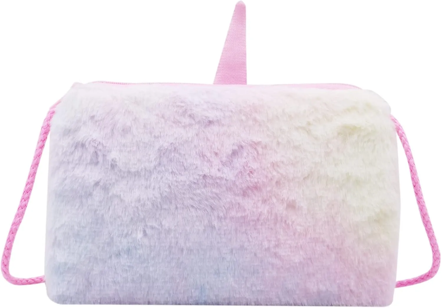 Girls Kids Fluffy Fuzzy Unicorn Crossbody Purse Cute Animal Rainbow Tie Dye Plush Shoulder Bag Coin Purse