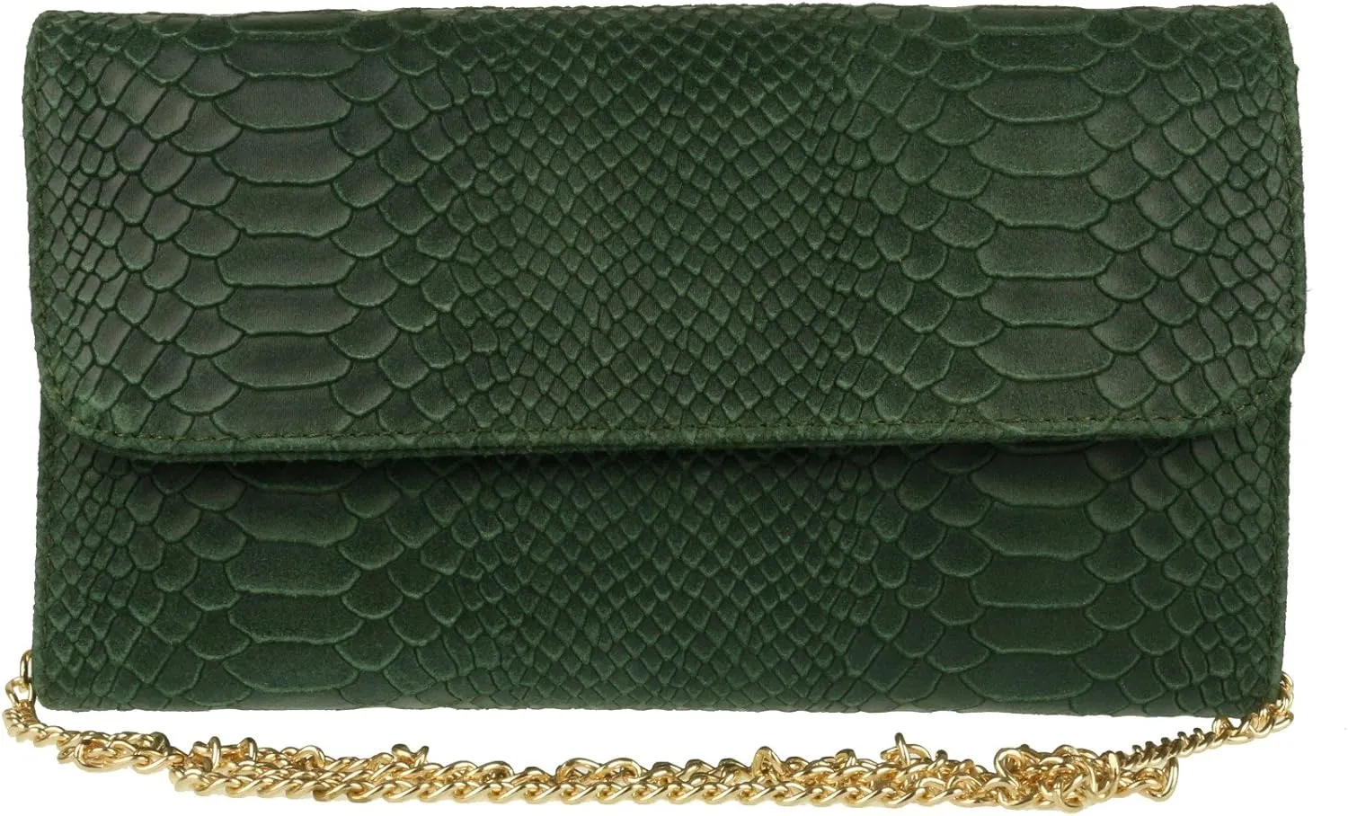 Girly HandBags Womens Italian Leather Snake Print Suede Clutch Bag