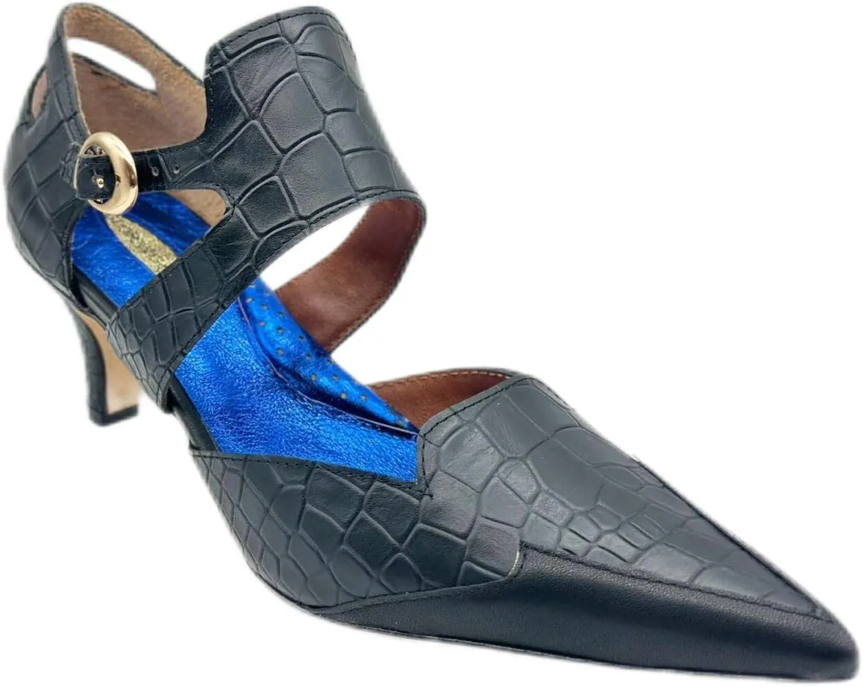 GLORY GOLD Spectacular Petite Crocodile Embossed Leather Women's Pump Shoes 2 Inch Heel