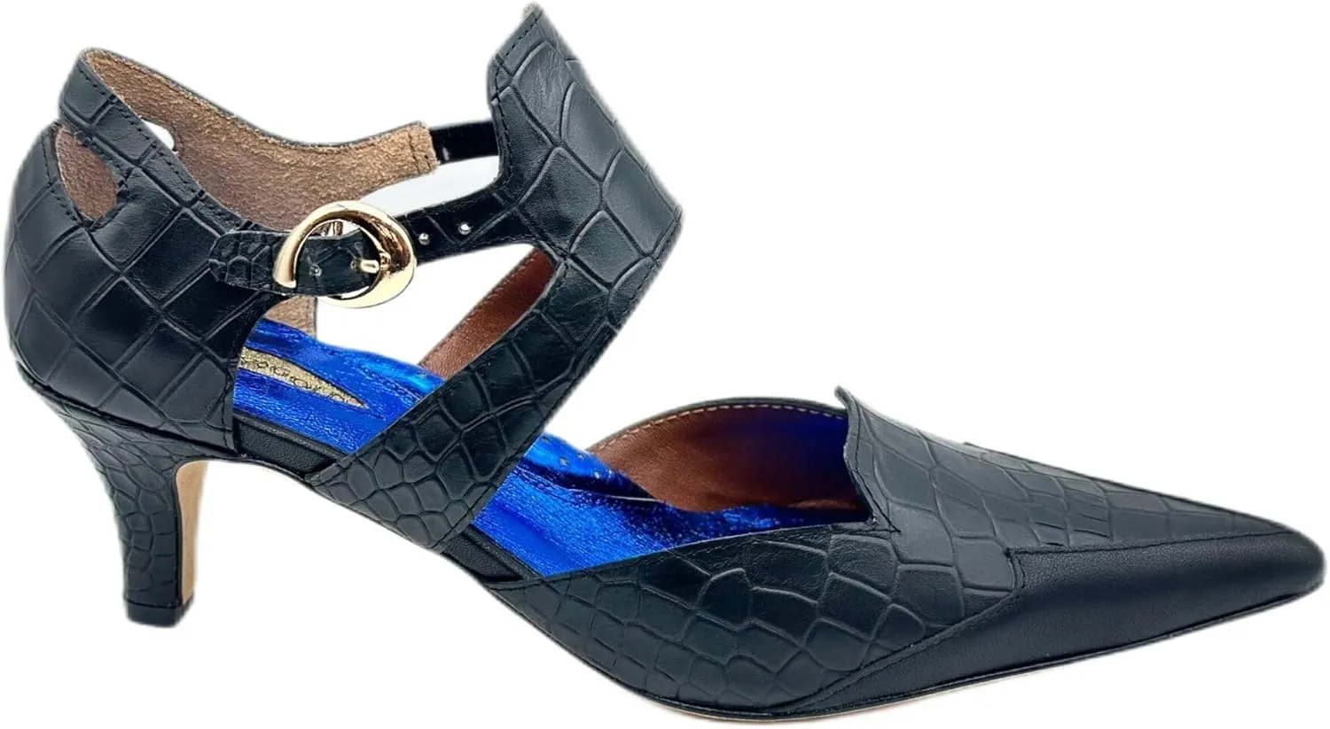 GLORY GOLD Spectacular Petite Crocodile Embossed Leather Women's Pump Shoes 2 Inch Heel