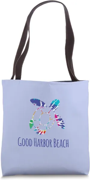 Good Harbor Beach Gloucester Batik Tie Dye Loggerhead Turtle Tote Bag
