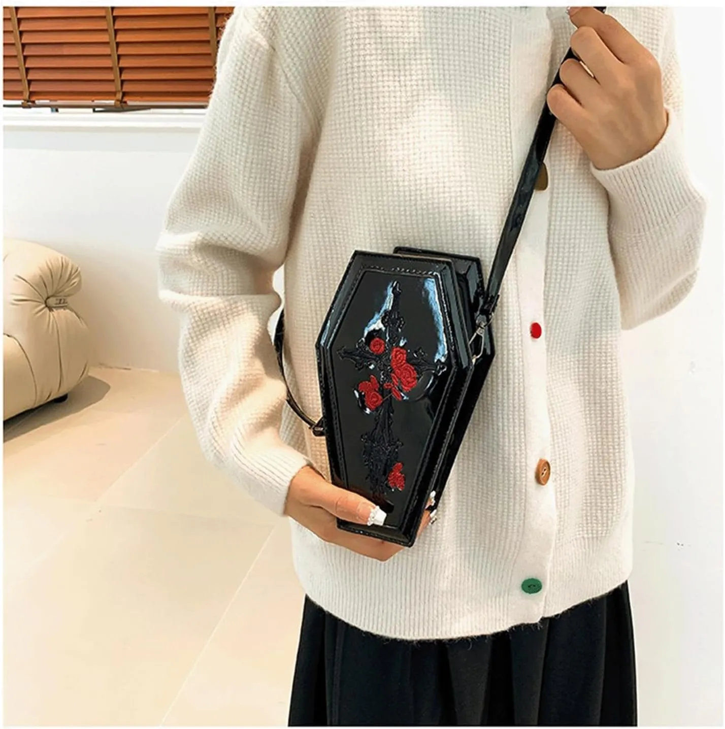 Goth Purse Coffin Halloween Purses Clutch Shoulder Bag Small Crossbody Bag Spooky Horror Cute Wallet