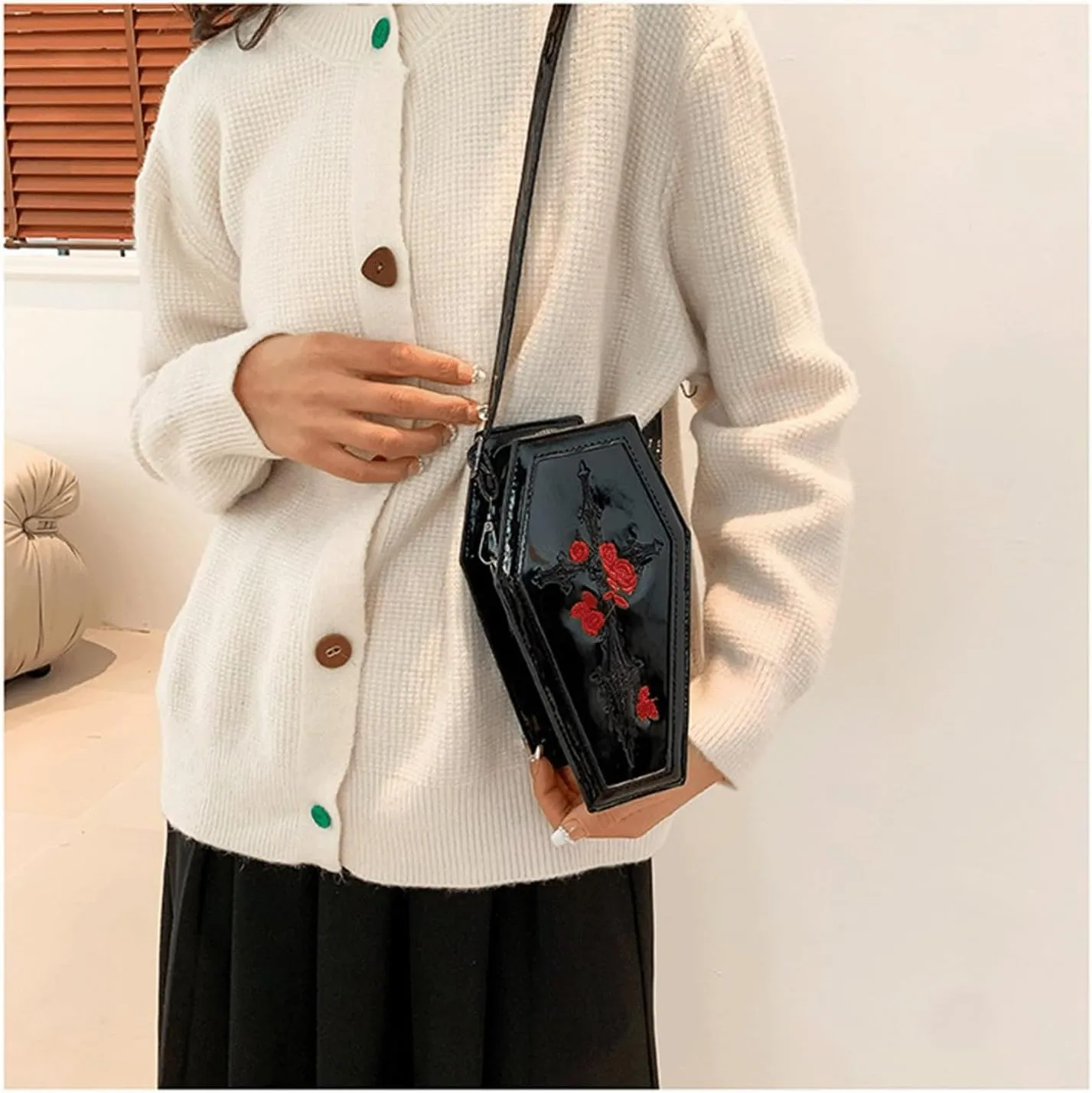 Goth Purse Coffin Halloween Purses Clutch Shoulder Bag Small Crossbody Bag Spooky Horror Cute Wallet