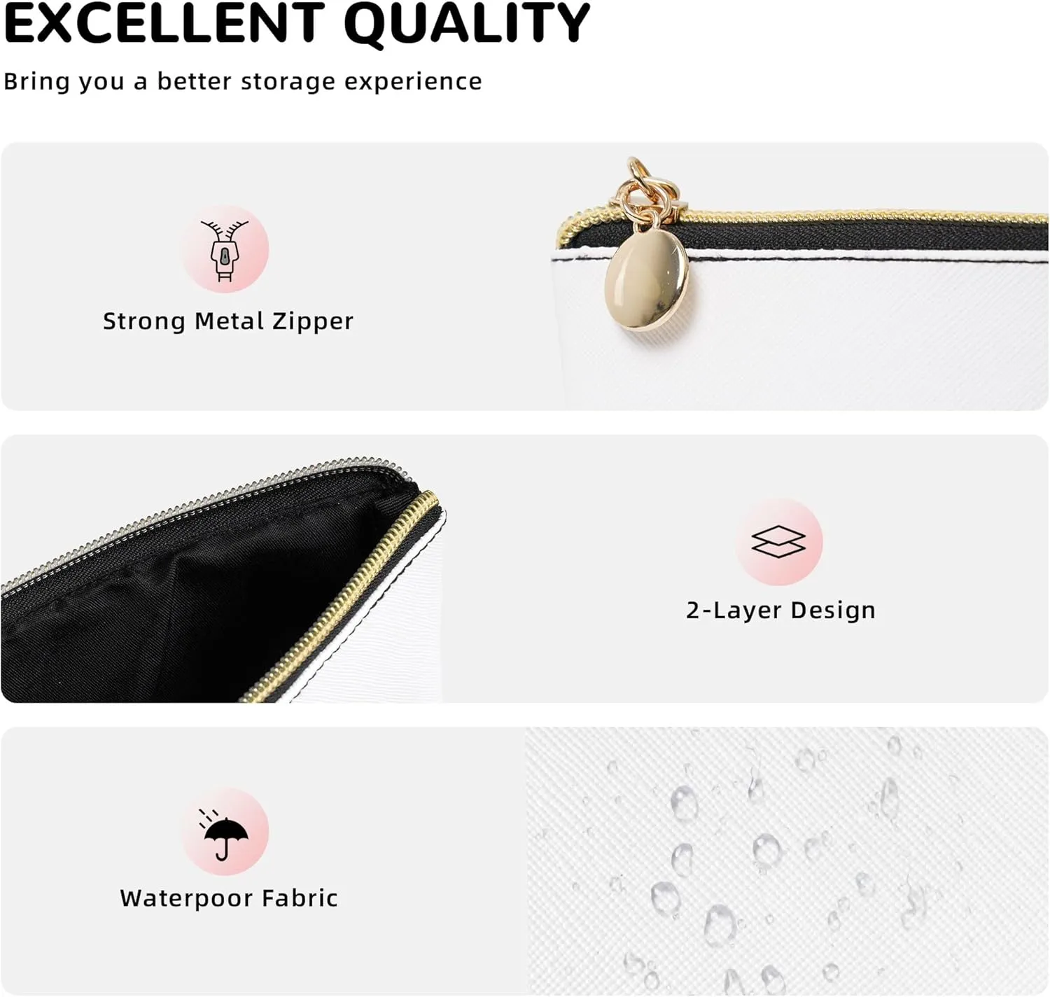 Green and White Polka Dot Cosmetic Bags, Leather Small Makeup Beauty Bag with Golden Zipper, Waterproof Portable Mini Travel Toiletry Pouch Case for Women and Girls