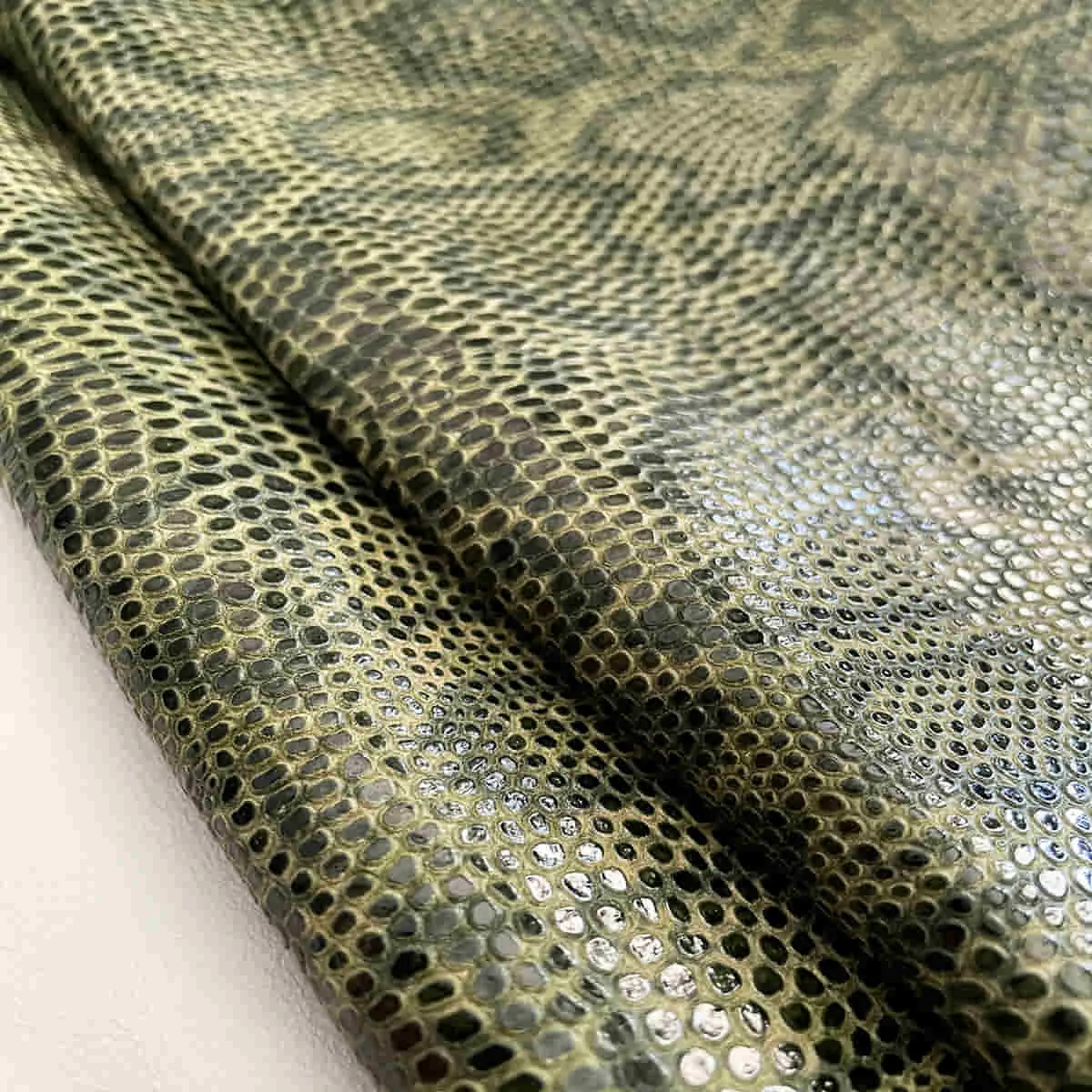 Green Snake Patterned Leather