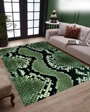 Green Snake Skin Rug,Fake Leather Rug,Unique Carpet,Snakeskin Carpet,Luxury Rug, Animal Print Rug,Skin Pattern Carpet WF179.1 (31”x55”)=80x140cm