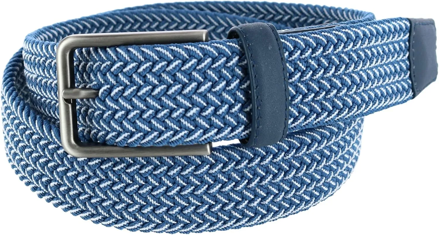 Greg Norman Men's Two Tone Stretch Belt, 36, Blue and White