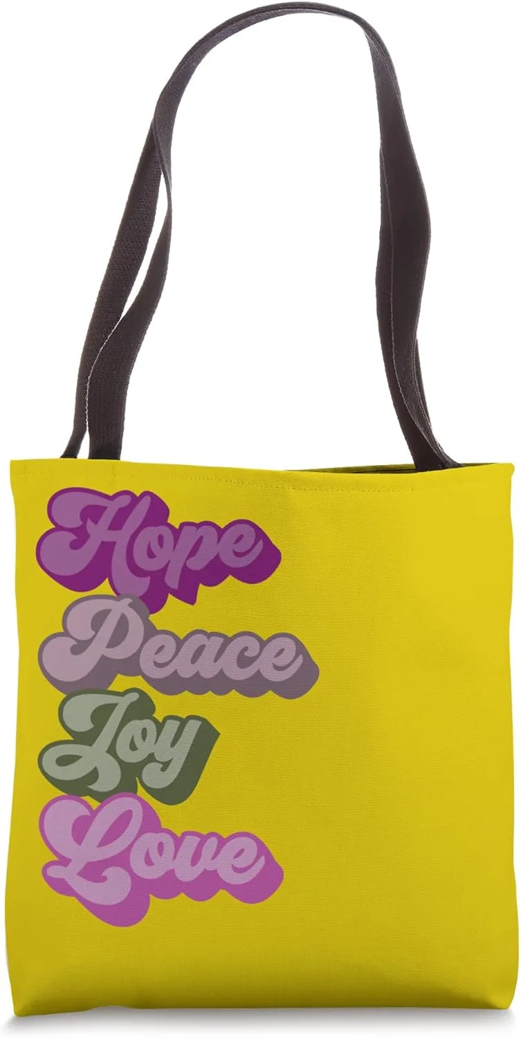 Groovy Advent Sundays Hope Peace Joy Love Christmas Christ Tote Bag