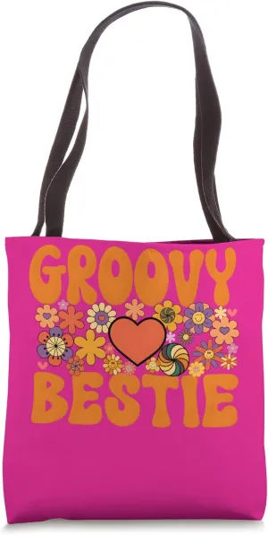 Groovy Bestie Retro-Inspired Stylish Bridesmaid Tote Bag