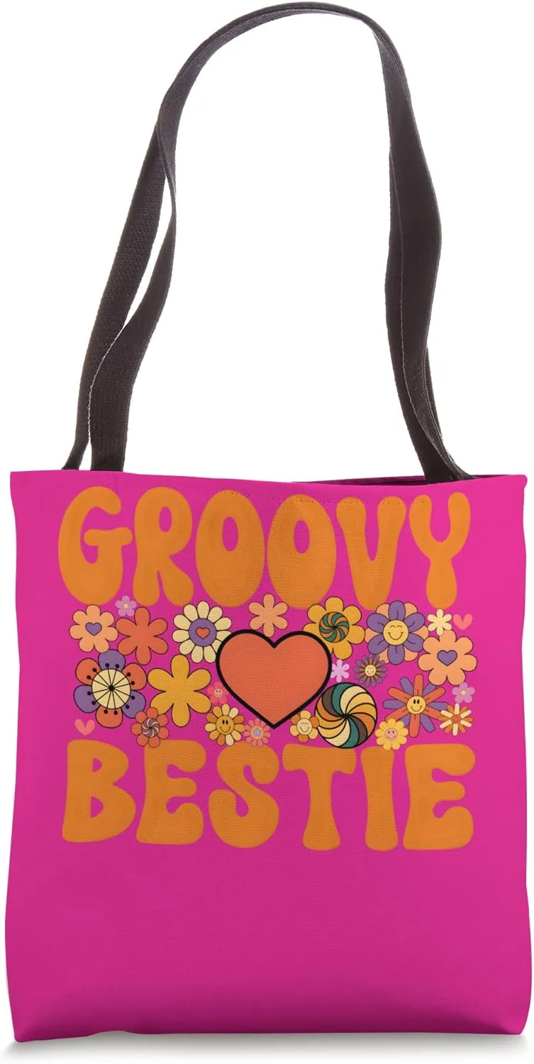 Groovy Bestie Retro-Inspired Stylish Bridesmaid Tote Bag