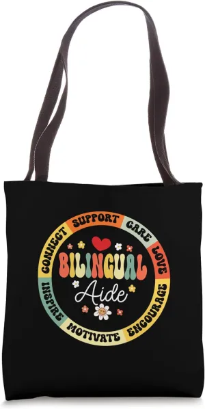 Groovy Bilingual Aide Teachers Back to School Spanish Tote Bag