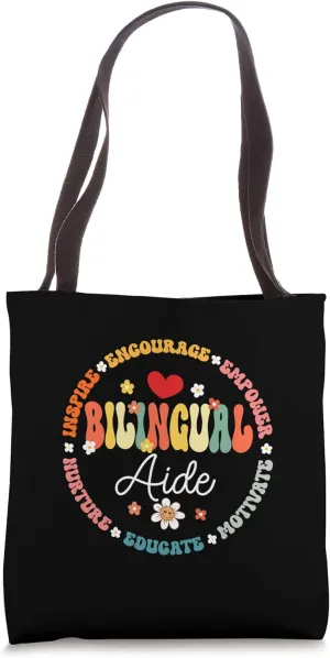 Groovy Bilingual Aide Teachers Back to School Spanish Tote Bag