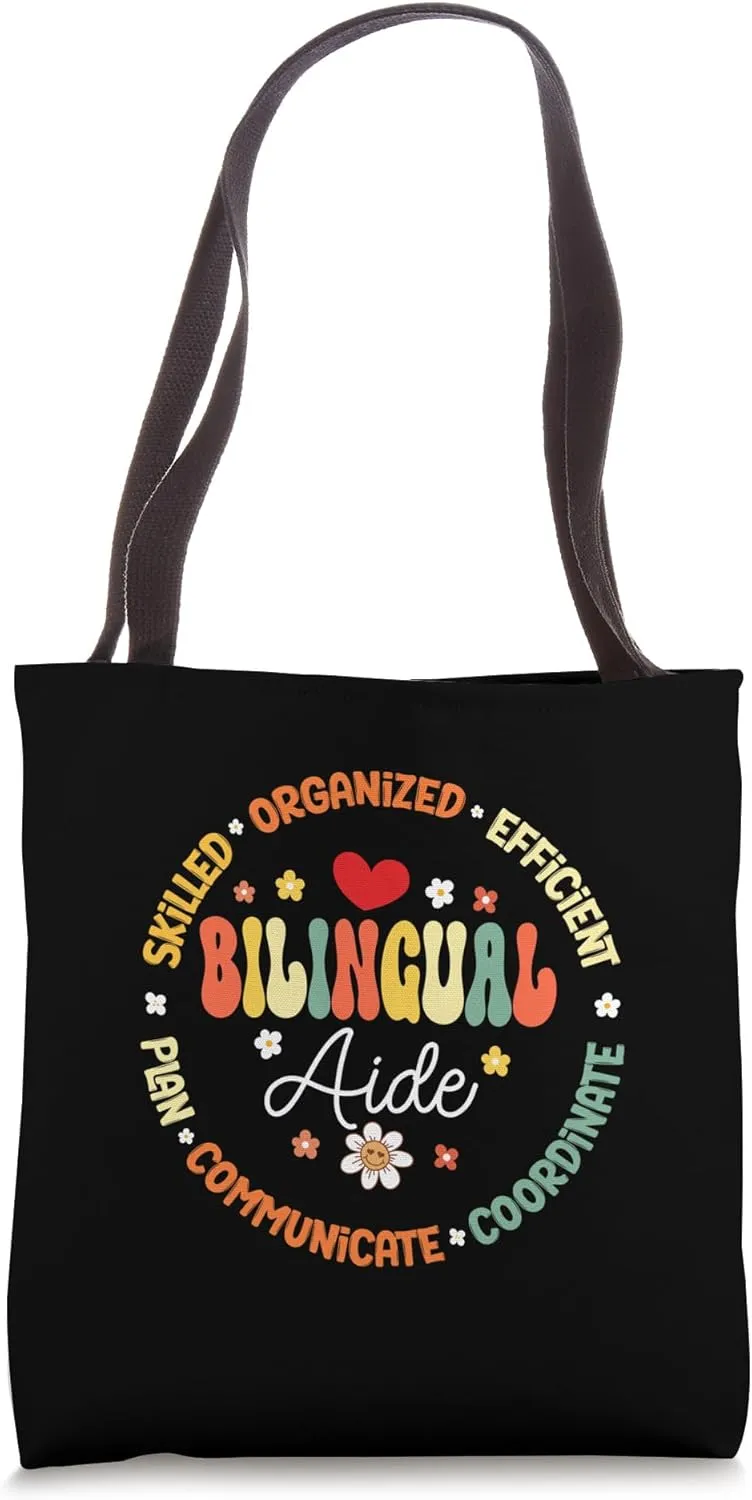 Groovy Bilingual Aide Teachers Back to School Spanish Tote Bag