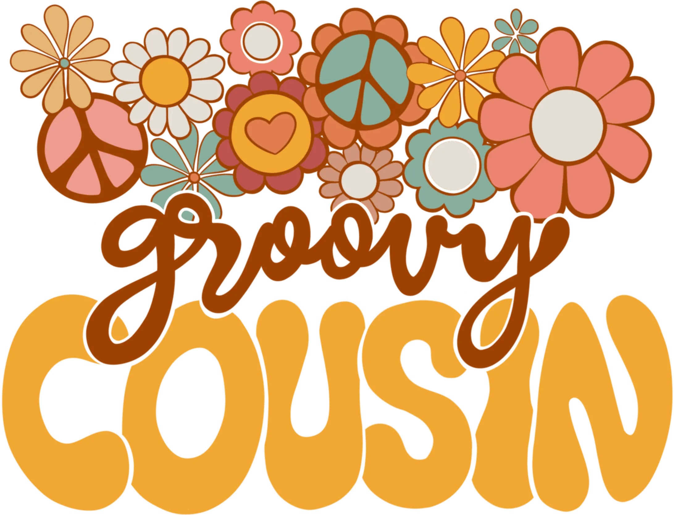 Groovy Cousin DTF (direct-to-film) Transfer