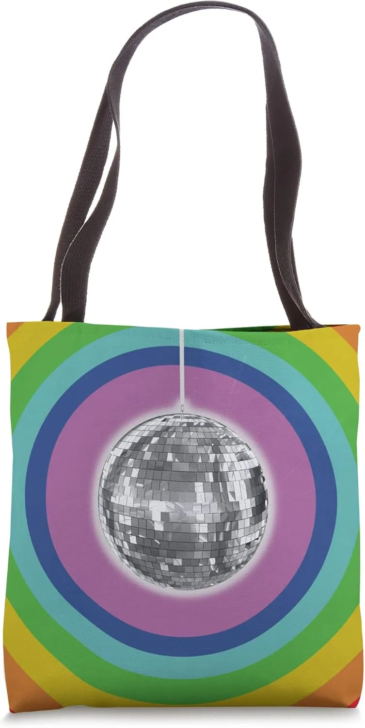 Groovy Dance Rainbow Disco Ball Tote Bag