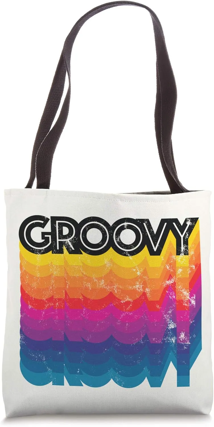 Groovy Distressed Vintage 70s Groovy Tote Bag