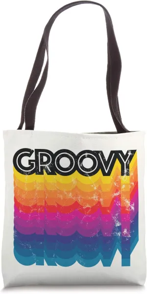 Groovy Distressed Vintage 70s Groovy Tote Bag