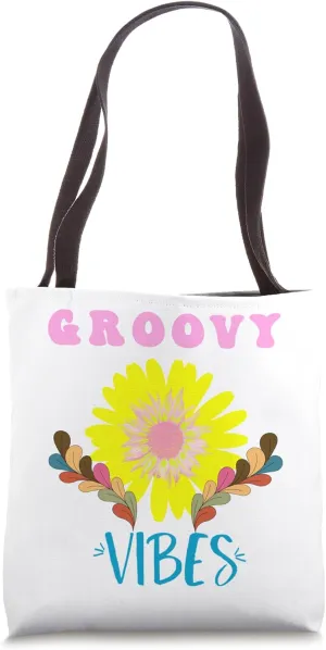 Groovy Flowers,Flower Boho Style,Vibes Conversational Tees Tote Bag