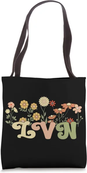 Groovy Licensed Vocational Nurse Flowers LVN Nurse Tote Bag