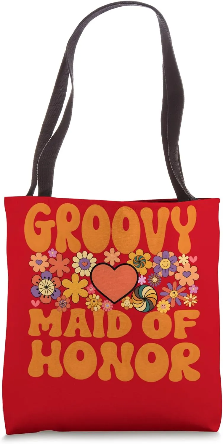 Groovy Maid of Honor Retro-Inspired Stylish Design Tote Bag