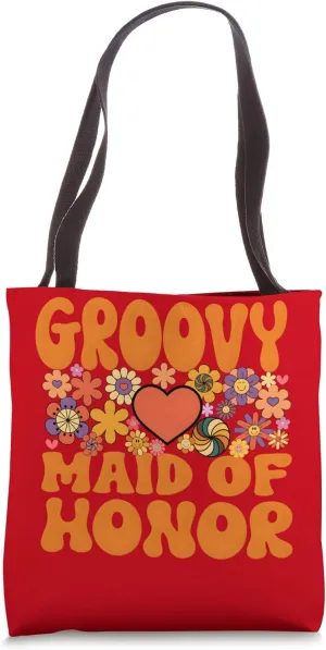 Groovy Maid of Honor Retro-Inspired Stylish Design Tote Bag
