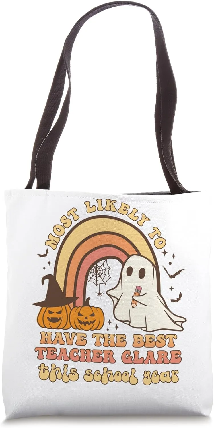 Groovy Most Likely To Have The Best Teacher Glare Halloween Tote Bag