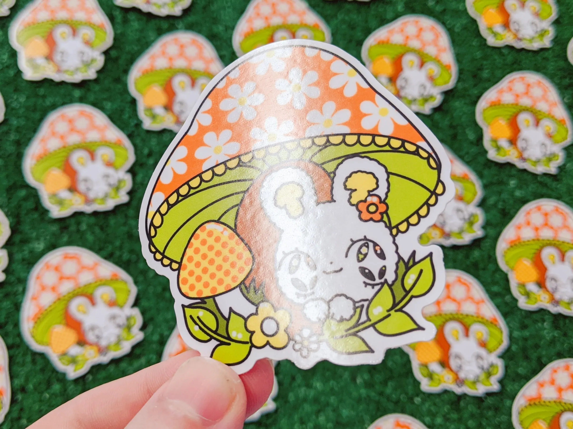 groovy mushroom bunny waterproof sticker