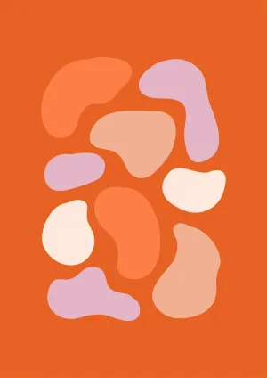 Groovy Pebble Shapes Abstract Canvas Wall Art