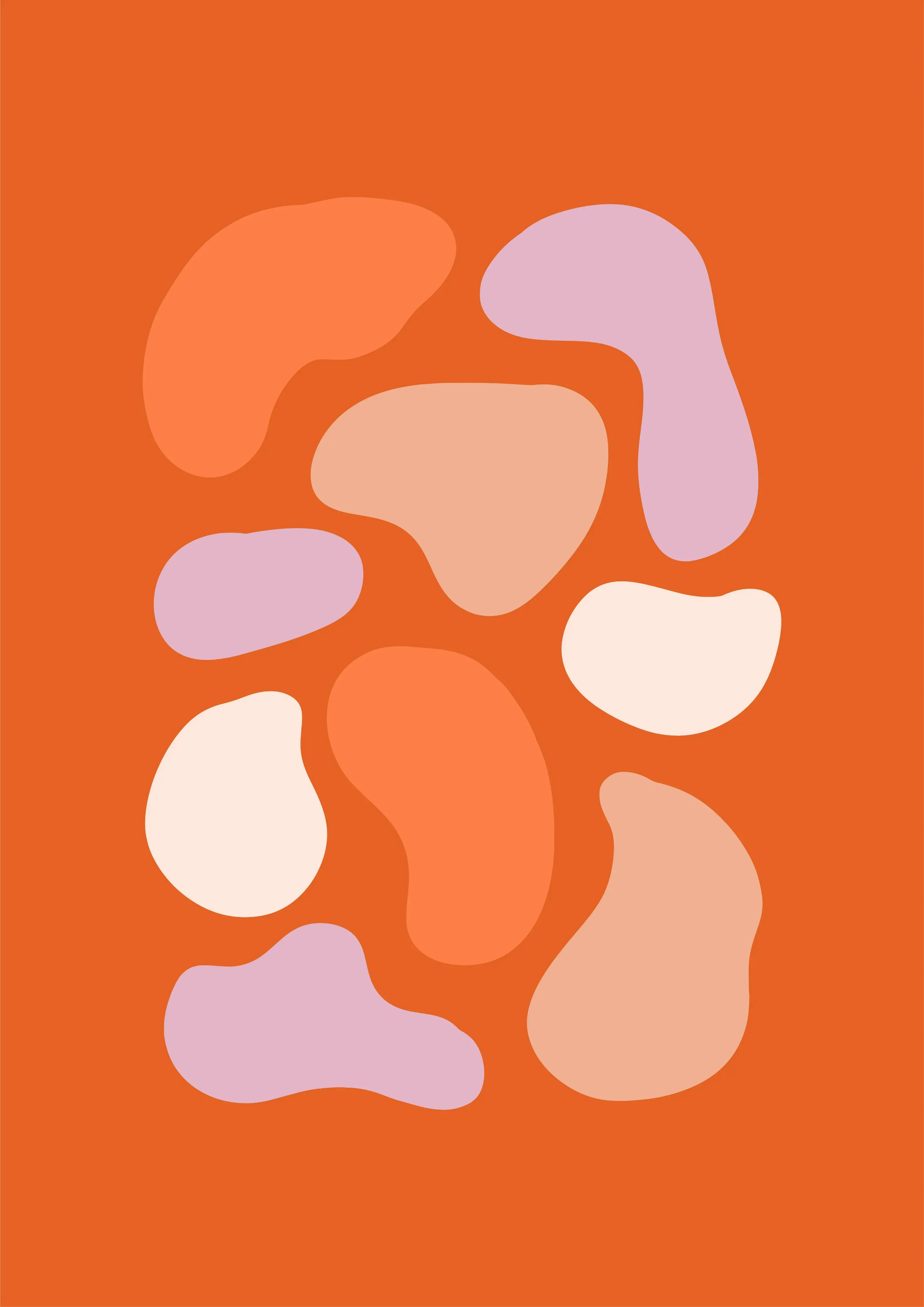 Groovy Pebble Shapes Abstract Canvas Wall Art