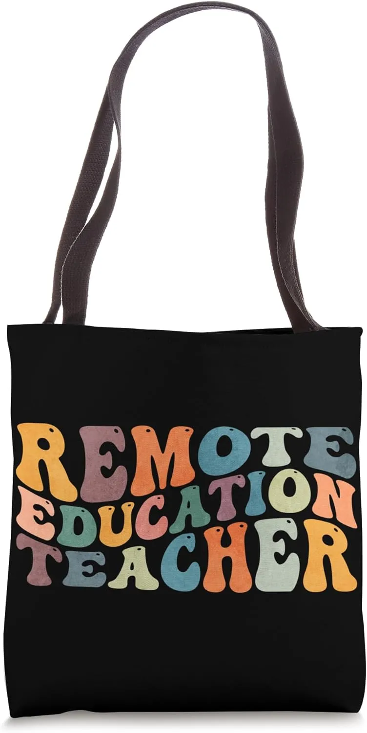 Groovy Remote Education Teacher Remote Learning Teaching Tote Bag