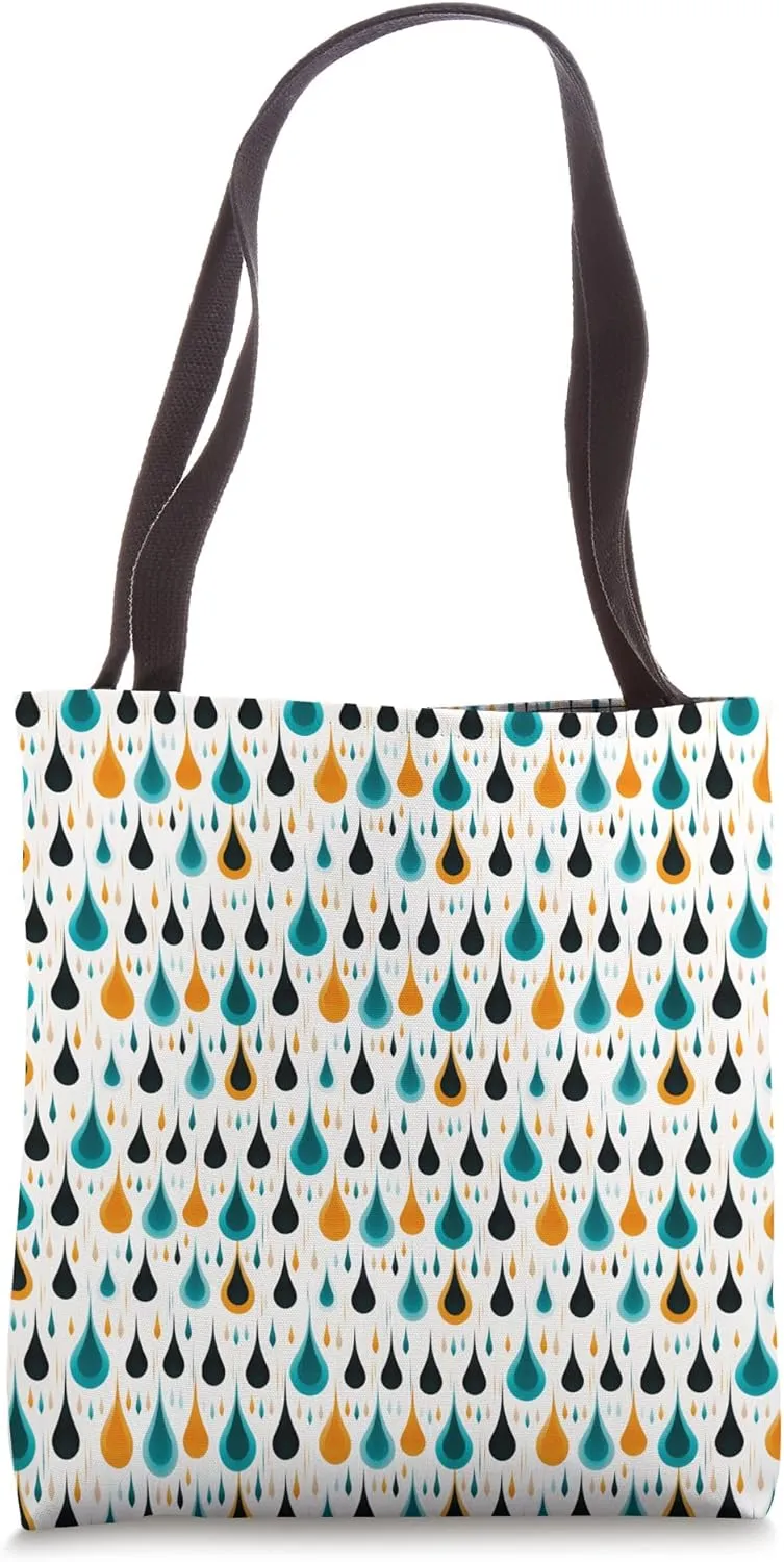 Groovy Retro Raindrops - Vintage 70s Boho Festival Pattern Tote Bag
