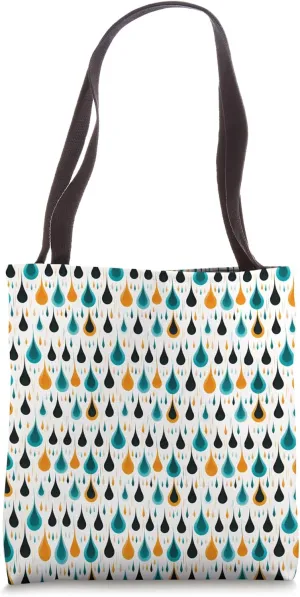 Groovy Retro Raindrops - Vintage 70s Boho Festival Pattern Tote Bag