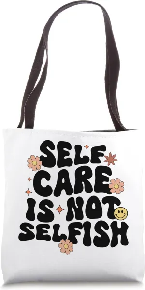 Groovy Self Care Is Not Selfish Vintage Hippie Tote Bag