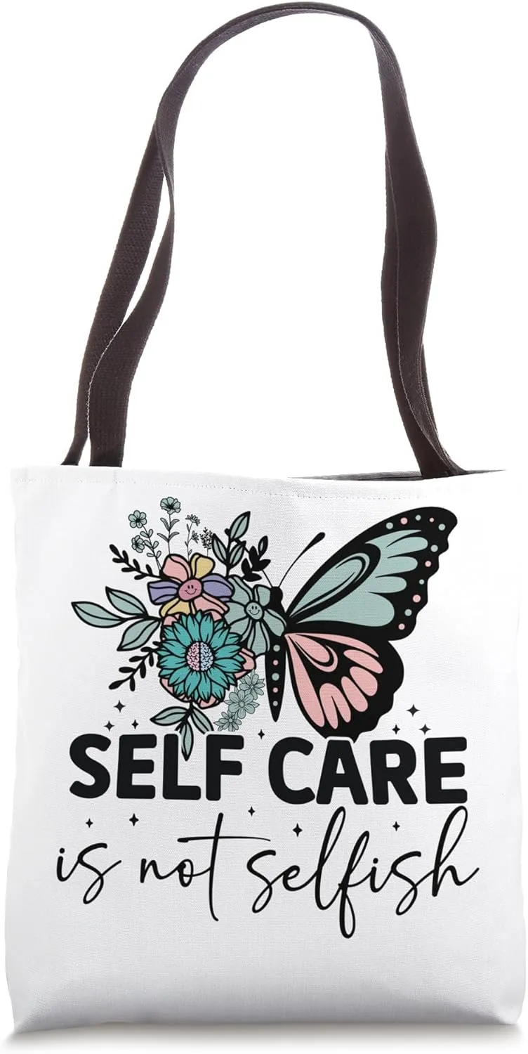 Groovy Self-Care Is Not Selfish Vintage Hippie Tote Bag