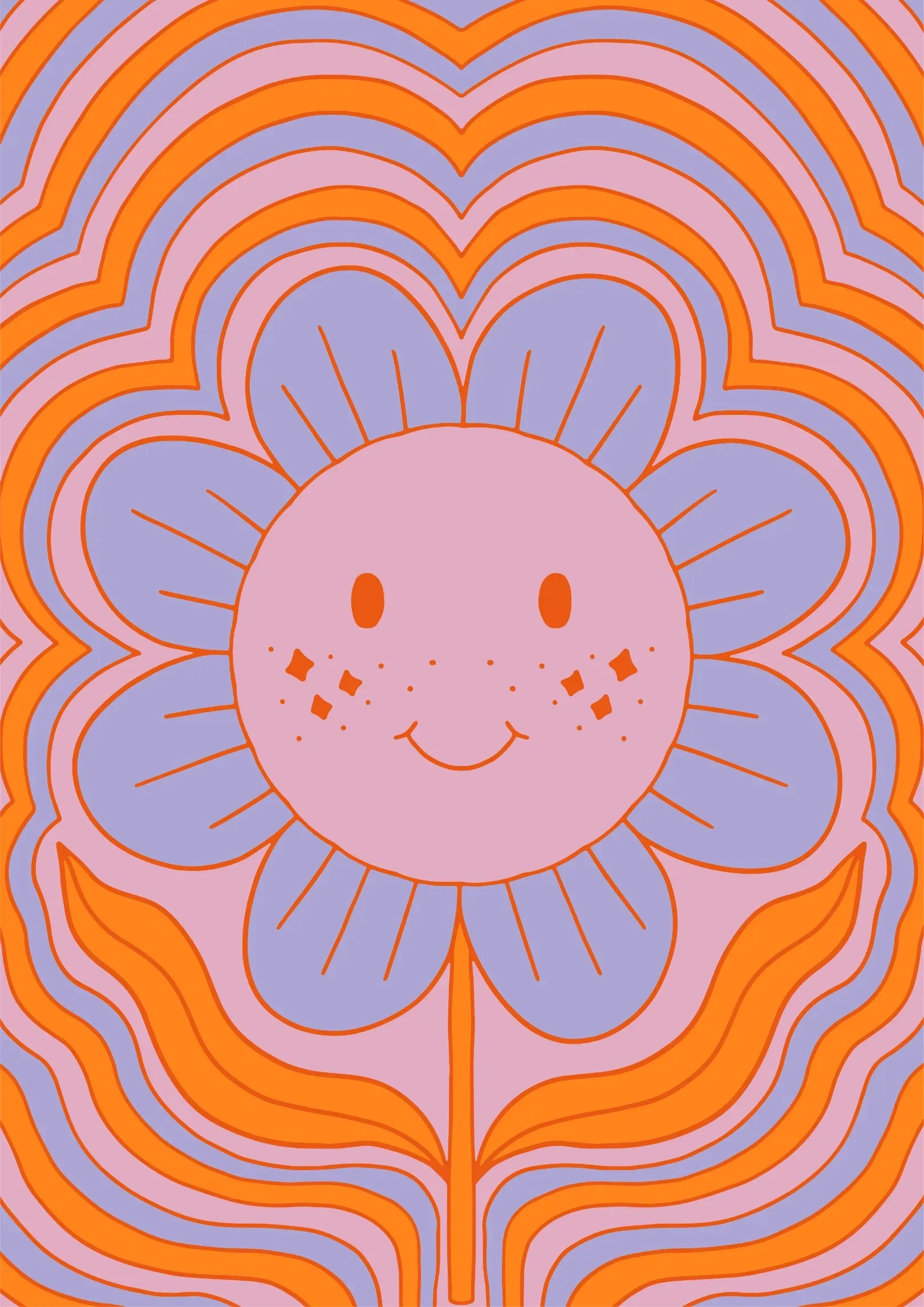 Groovy Smiling Flower Canvas Wall Art