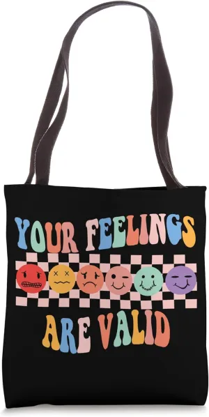 GROOVY YOUR FEELINGS ARE VALID | MENTAL HEALTH MOTIVATION Tote Bag