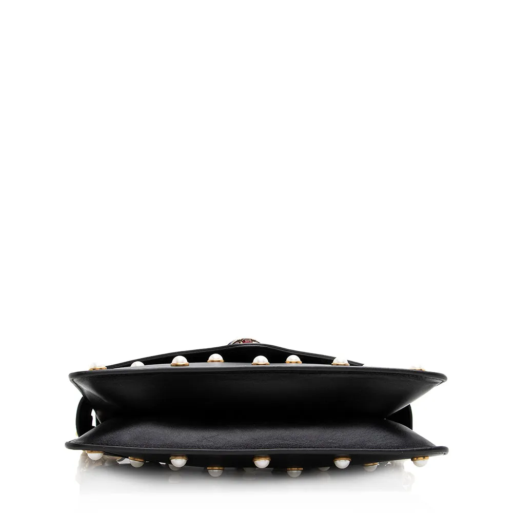 Gucci Calfskin Pearl Bee Broadway Mini Shoulder Bag (SHF-21311)