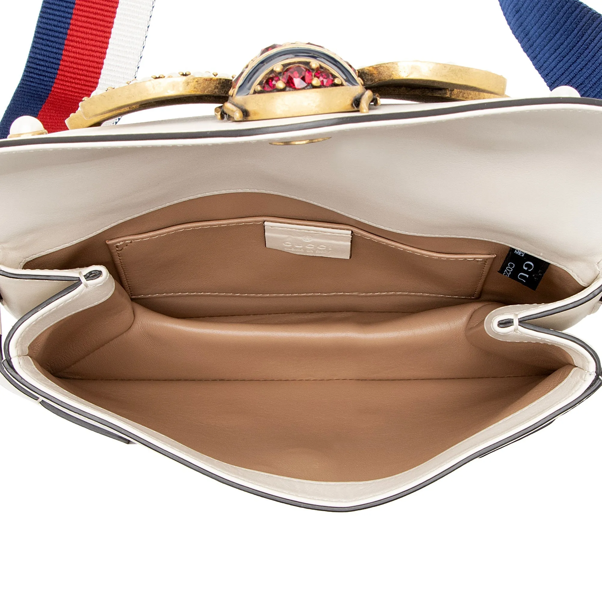 Gucci Calfskin Pearl Bee Broadway Mini Shoulder Bag (SHF-22409)