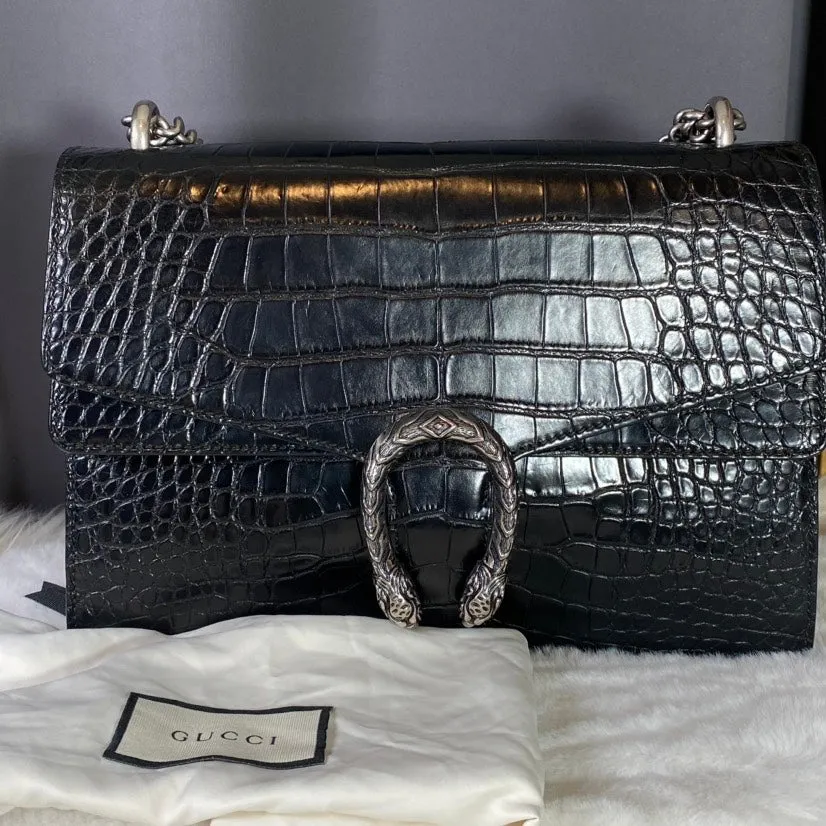 Gucci Dionysus Black Leather Shoulder Bag - Preloved