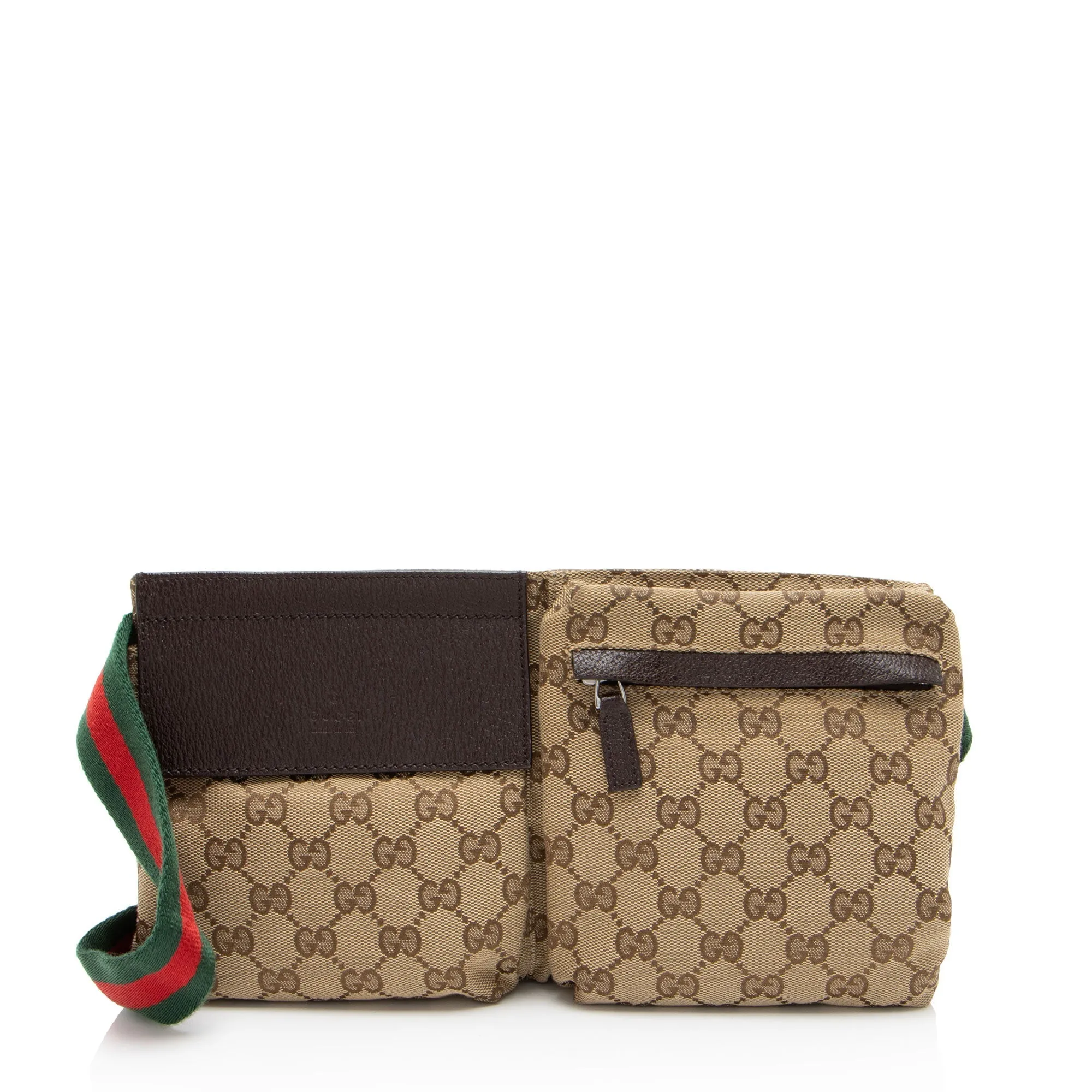 Gucci GG Canvas Double Pocket Belt Bag (SHF-AmXbhv)