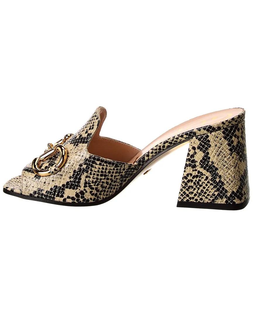 Gucci GG Snake-Embossed Leather Sandal