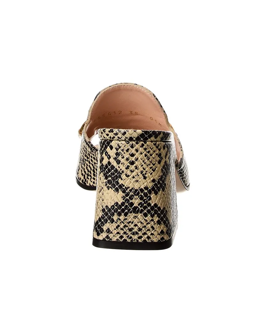 Gucci GG Snake-Embossed Leather Sandal