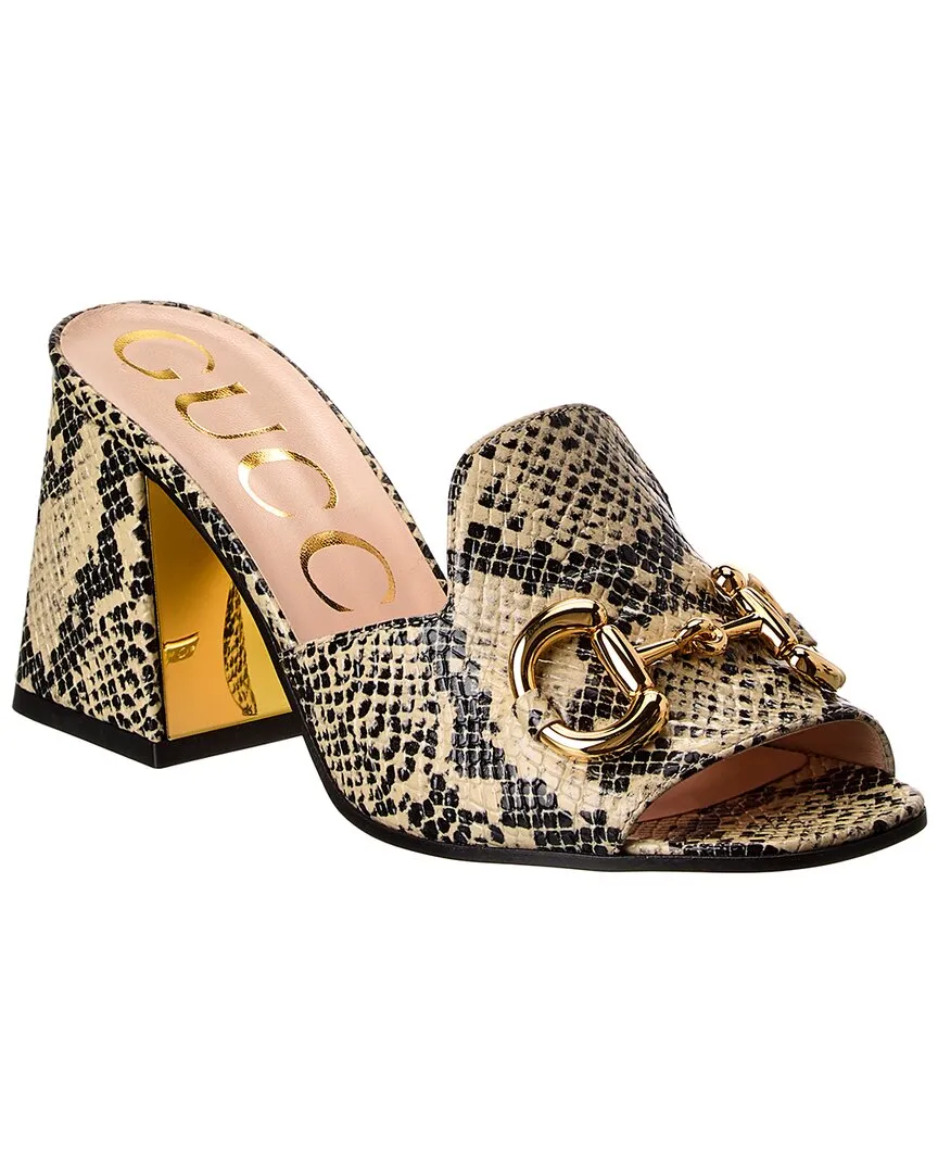 Gucci GG Snake-Embossed Leather Sandal