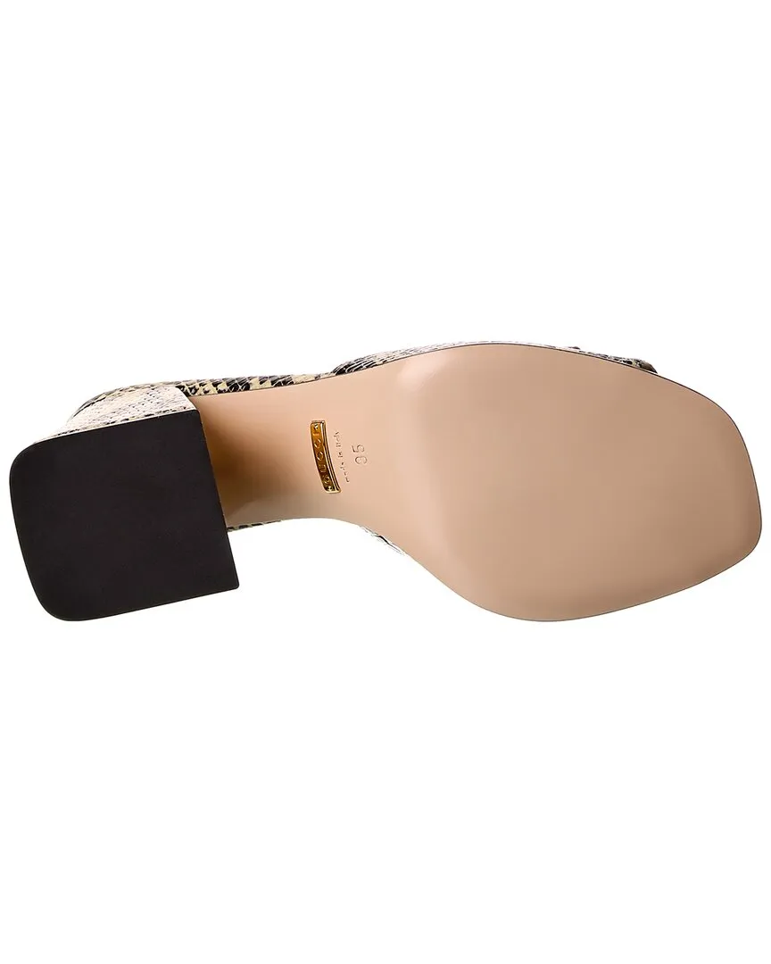 Gucci GG Snake-Embossed Leather Sandal