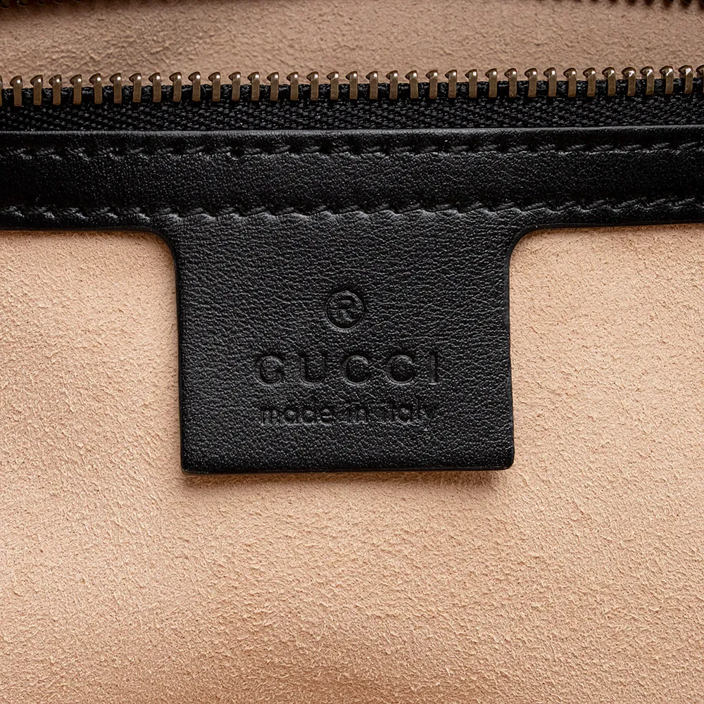 Gucci Matelasse Leather GG Marmont Top Handle Zip Around Small Shoulder Bag (SHF-21365)