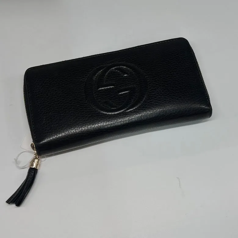 Gucci Preloved Leather Long Wallet 487 Black