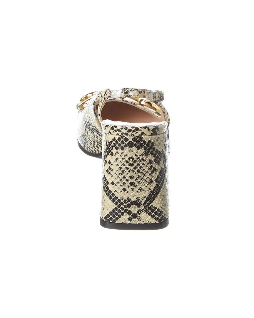Gucci Princetown Horsebit Snake-Embossed Leather Slingback Pump