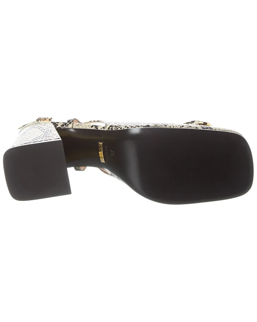 Gucci Princetown Horsebit Snake-Embossed Leather Slingback Pump