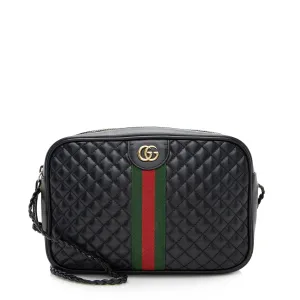 Gucci Quilted Leather Web Trapuntata Small Shoulder Bag - FINAL Sale (SHF-22403)