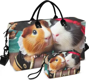 Guinea Pig Cute Duffel Bag Womens Toiletry Bag Set of 2, Print Women Gym Bag Small Duffel for Traveling